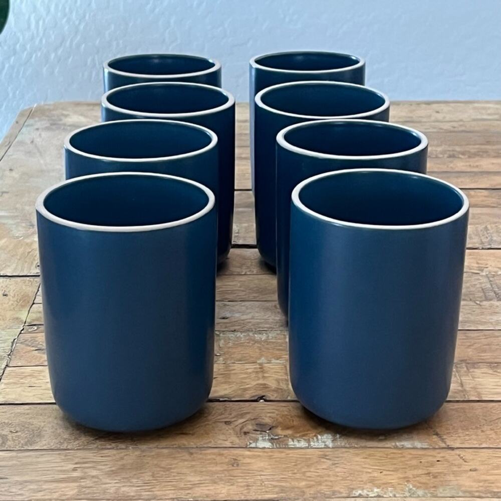 Gap Home Stoneware Tumblers Matte Blue Set of 8
